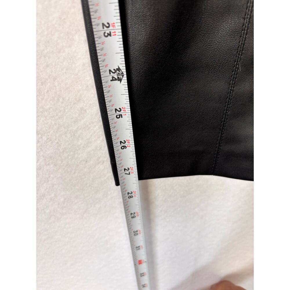 Zara Vegan Leather Leggings Womens Medium Black High Rise Slim Fit Moto Clubwear - Picture 4 of 7